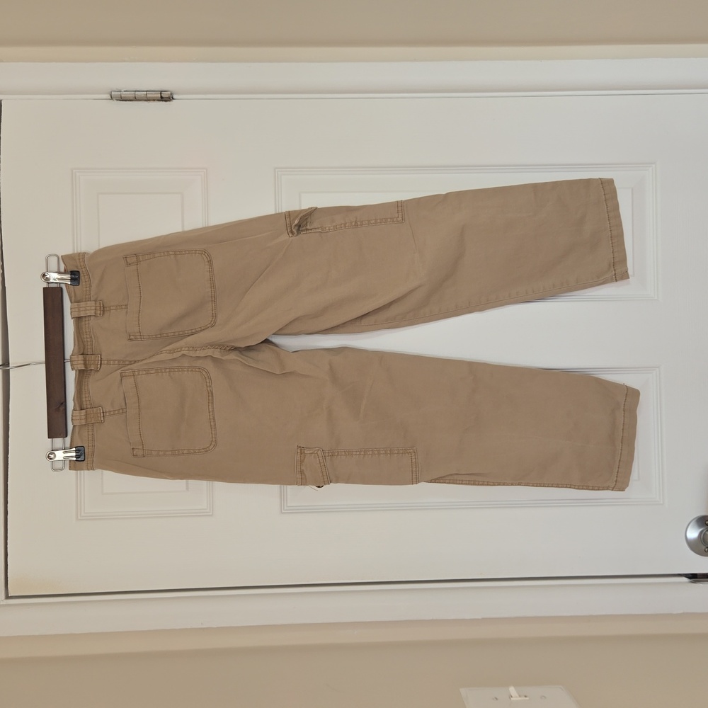 Kensie Jeans The Ella High Rise Straight Khaki Utility Cargo Pants Size 2 / 26 - Picture 2 of 14